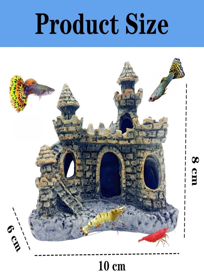 Odebyata Small Aquarium Castle Decor , Mini Cute Fish Tank Castle Ornaments, Young Little Fish Fish Larvaes Shrimp Hide Caves Hideout for Small Medium Fish Tank Decor Crab Cichlid Betta Tank Decor (Brown) - Image 2